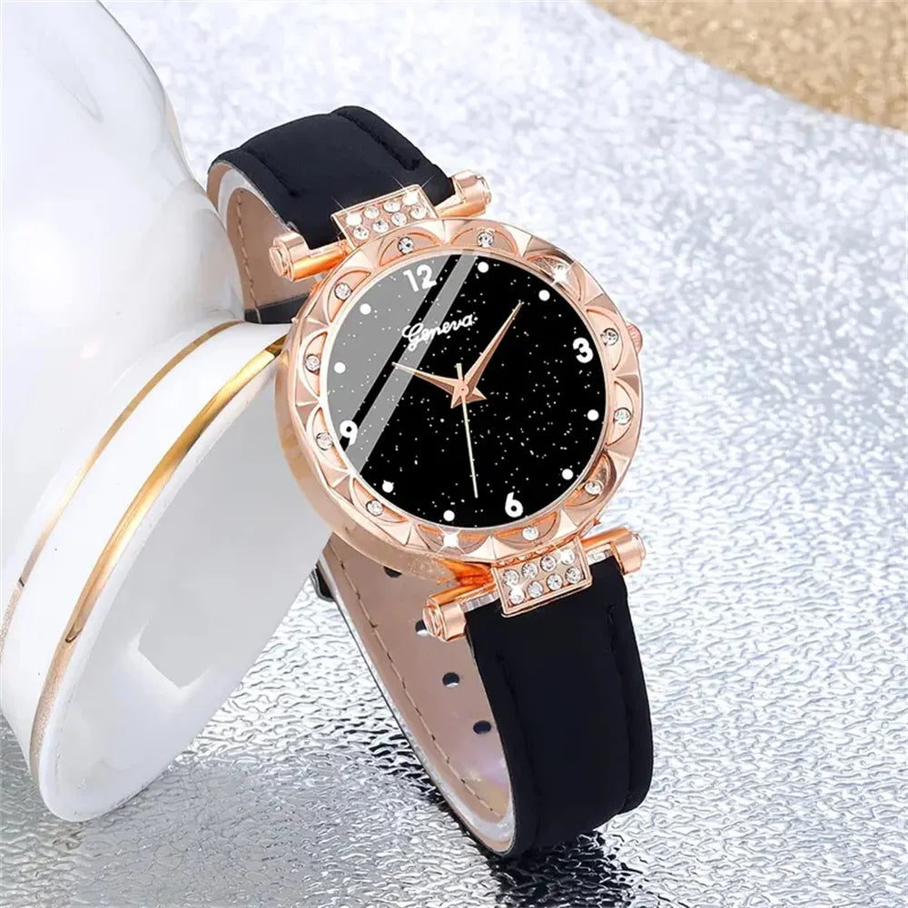 juego 5 piezas joyería reloj elegante
